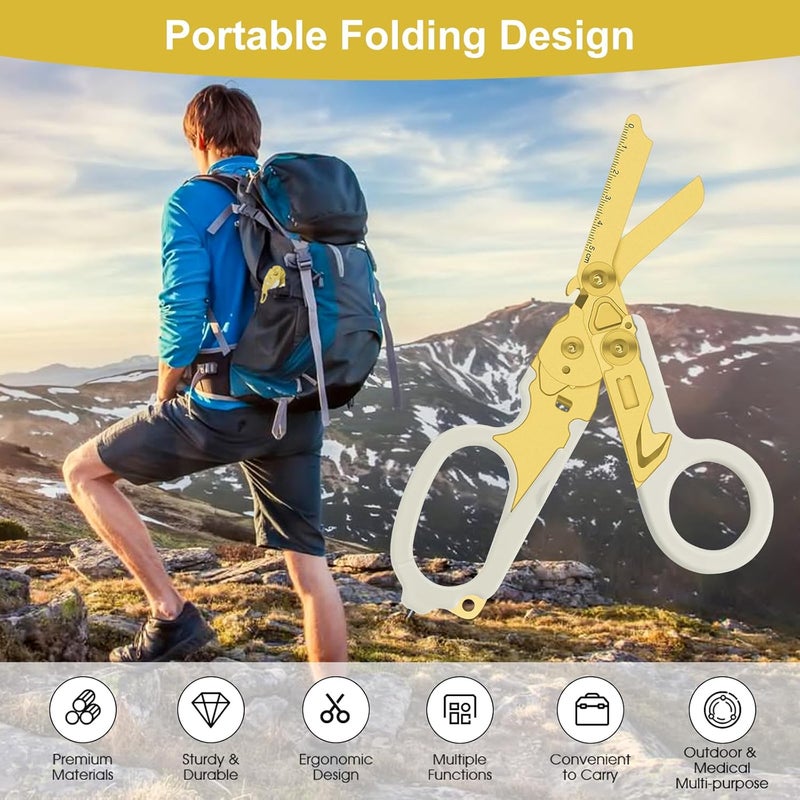 Lemasa 6in1 trauma shears - emergency responders, outdoor emergencies scissor, medical staff, and outdoor camping scissors, ttrauma scissors(Luminous Gold) - Image 4